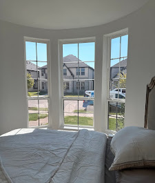 Bay window privacy tint installation - residential DFW