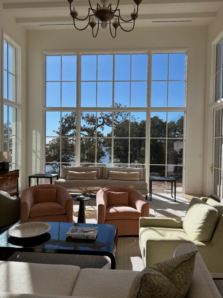 res living room lake view